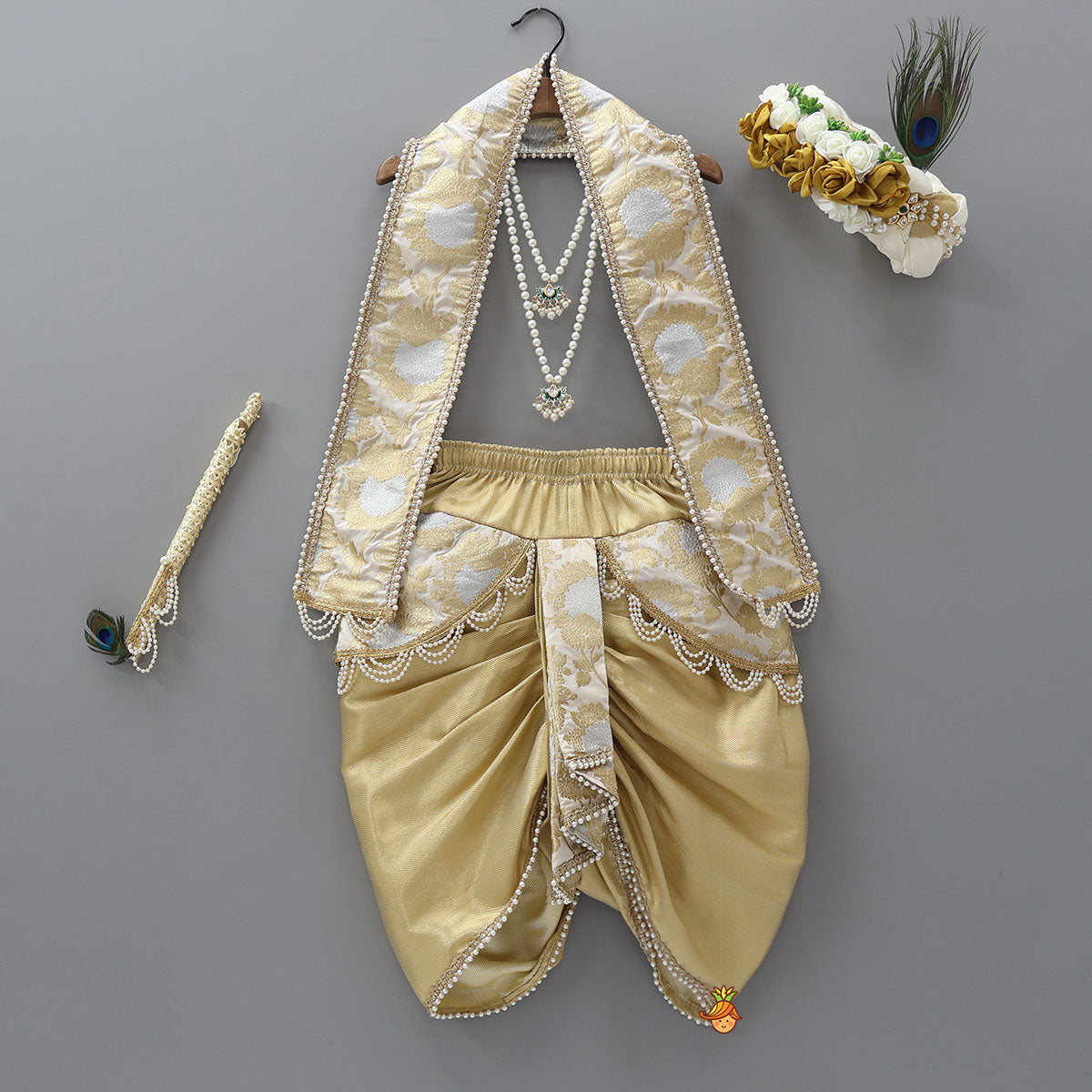 Festive Brocade Dhoti Set With Matching Stole