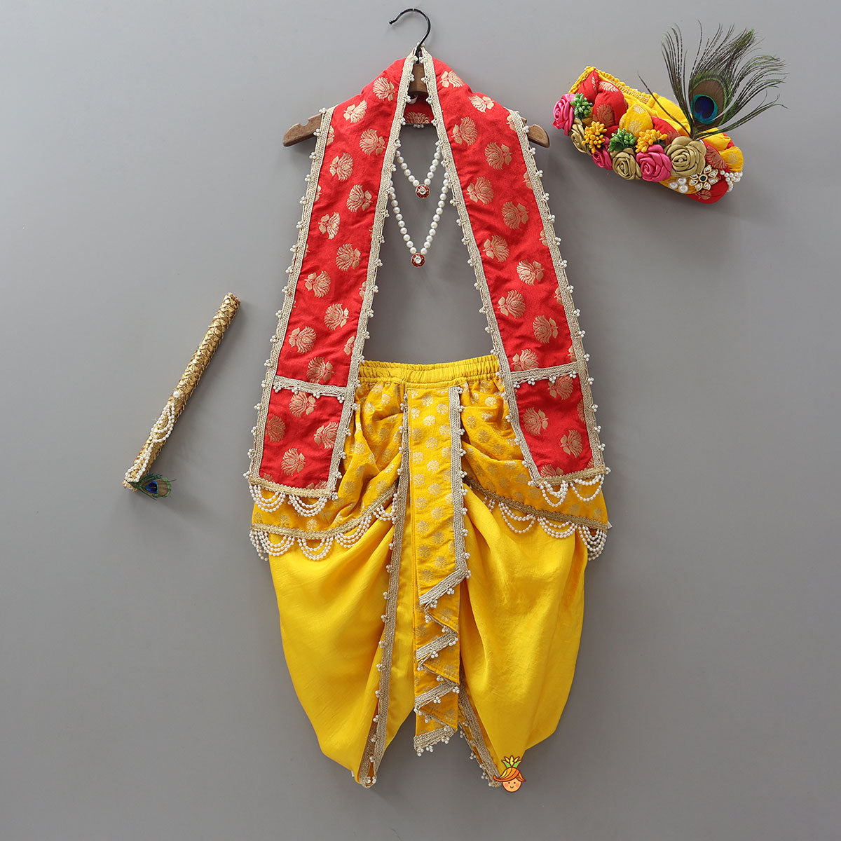 Traditional Brocade Dhoti Set With Matching Stole