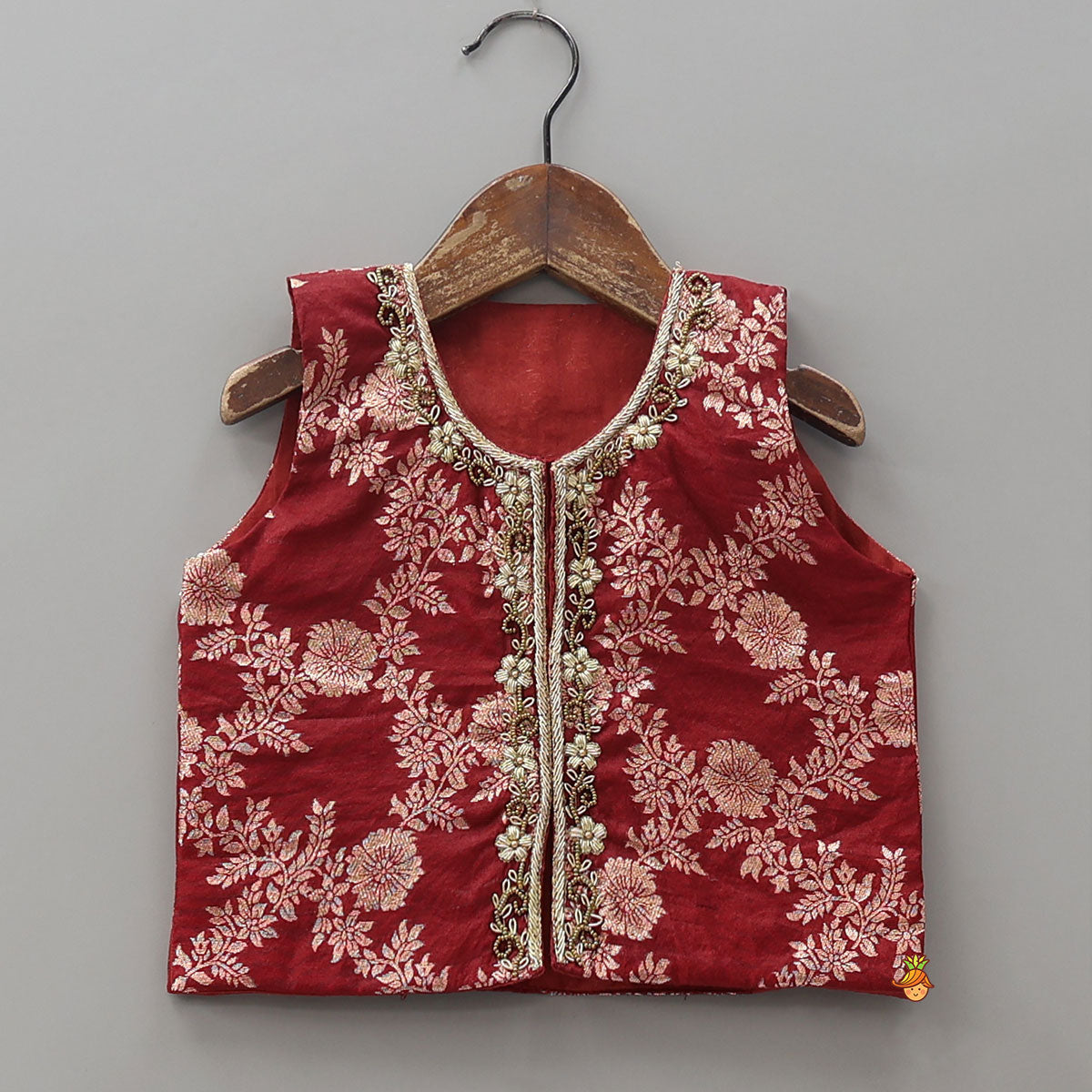 Collar Neck Kurti With Contrasting Jacket And Palazzo