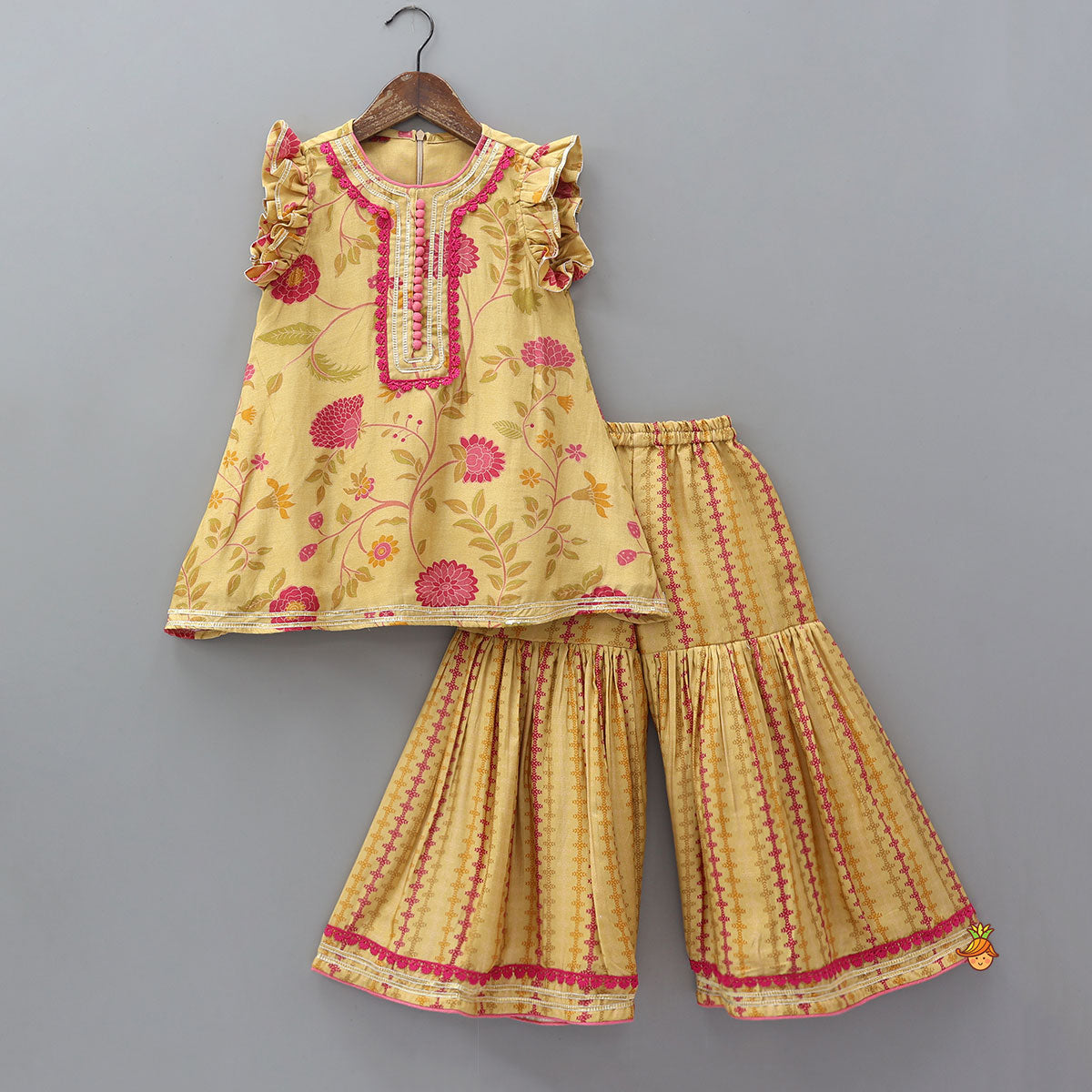 A-Line Kurti And Matching Sharara With Dupatta