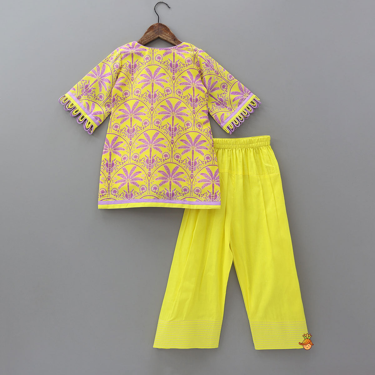 Trees And Birds Printed Kurti And Pants With Dupatta