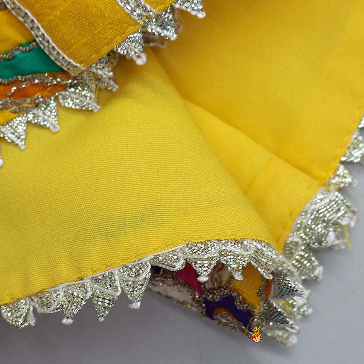 Gota Lace Detailed Crop Top And Lehenga With Net Dupatta