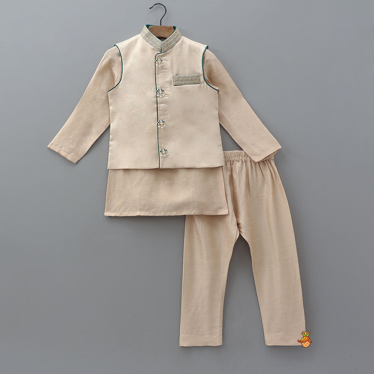 Ethnic Kurta With Regal Embellished Jacket And Pyjama