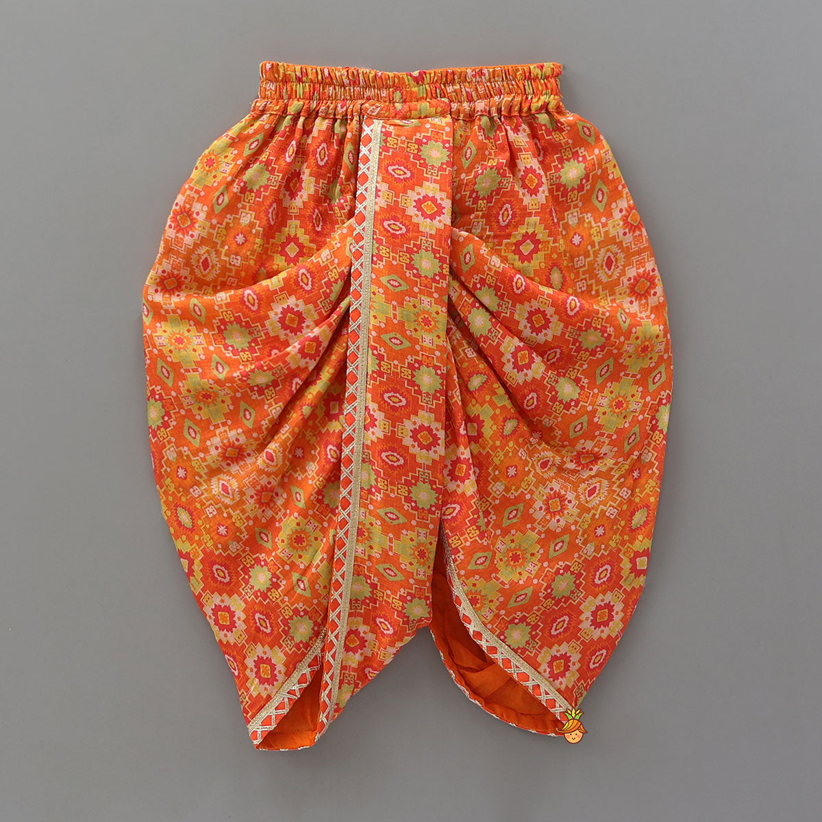 Lace Detailed Angarakha Kurta With Printed Dhoti
