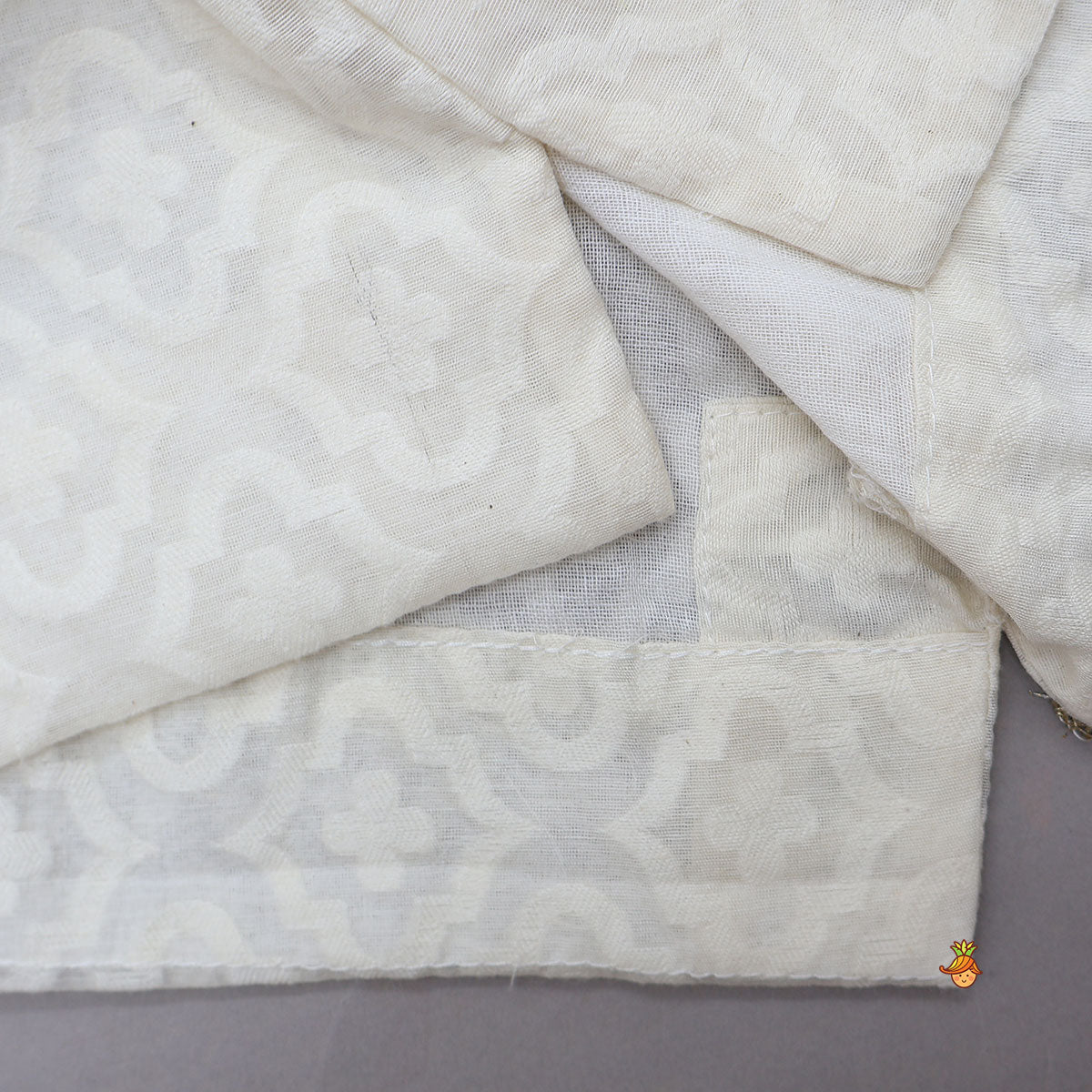 Lace Detailed Angarakha Kurta With Printed Dhoti