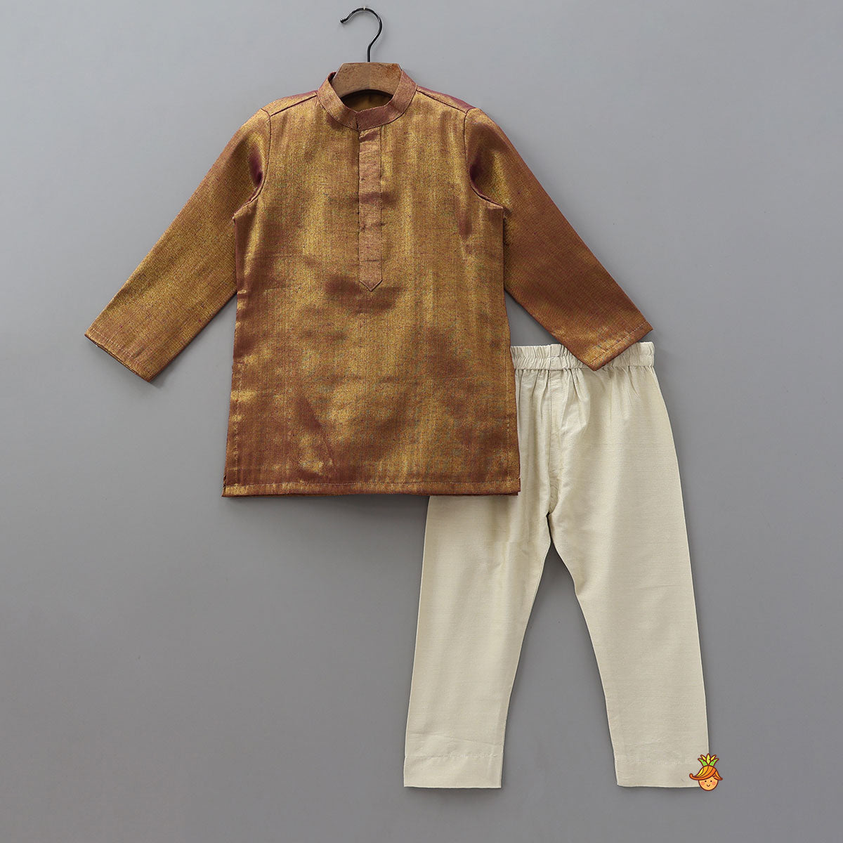 Shimmery Kurta With Patchwork Detailed Jacket And Pyjama