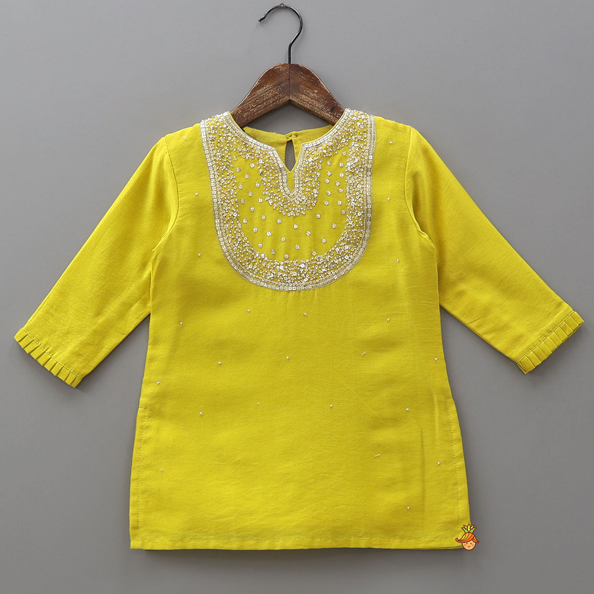 Yoke Embroidered Kurti And Pleated Sharara With Matching Dupatta