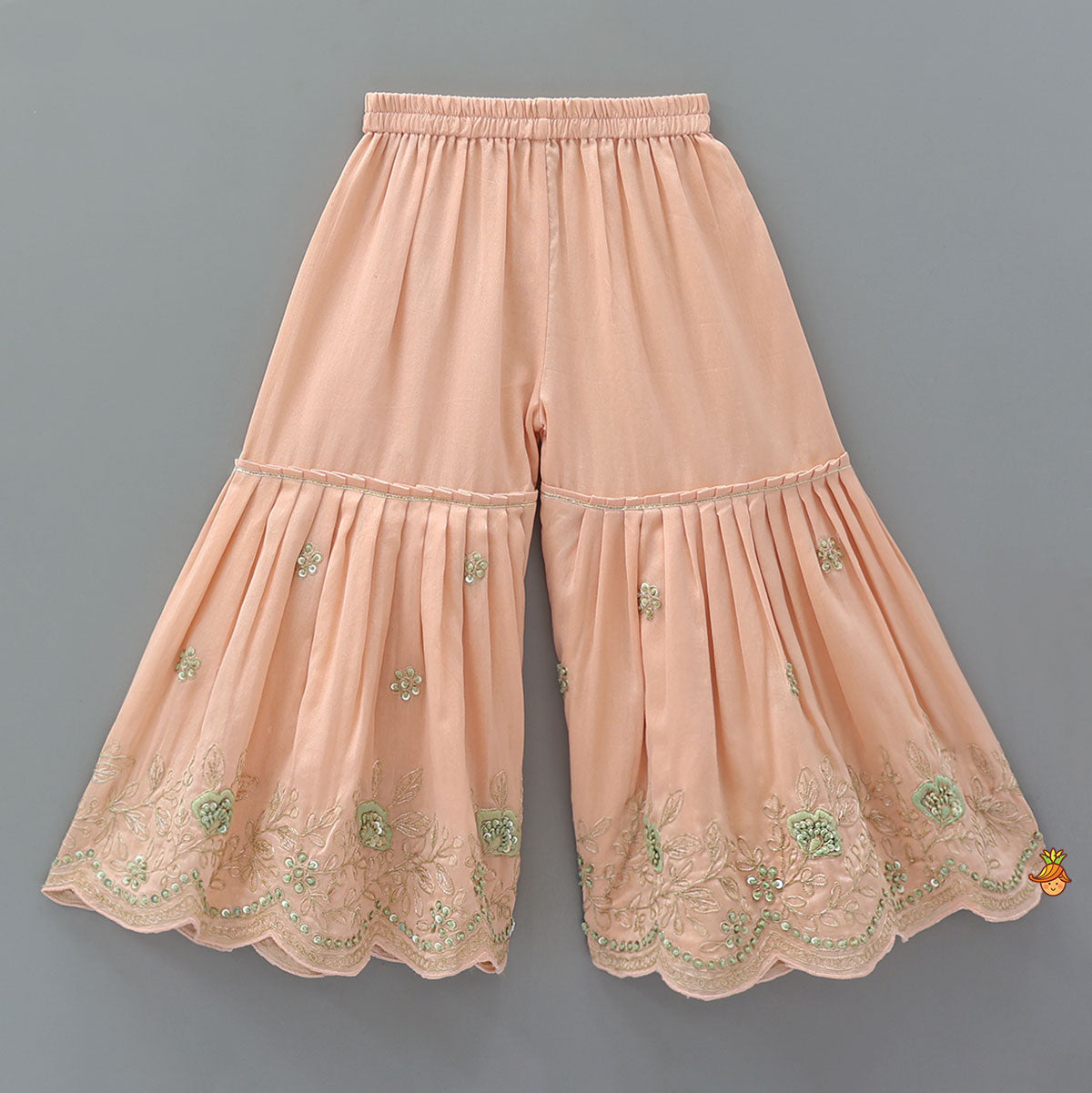 Floral Intricate Zari Embroidered Kurti And Sharara