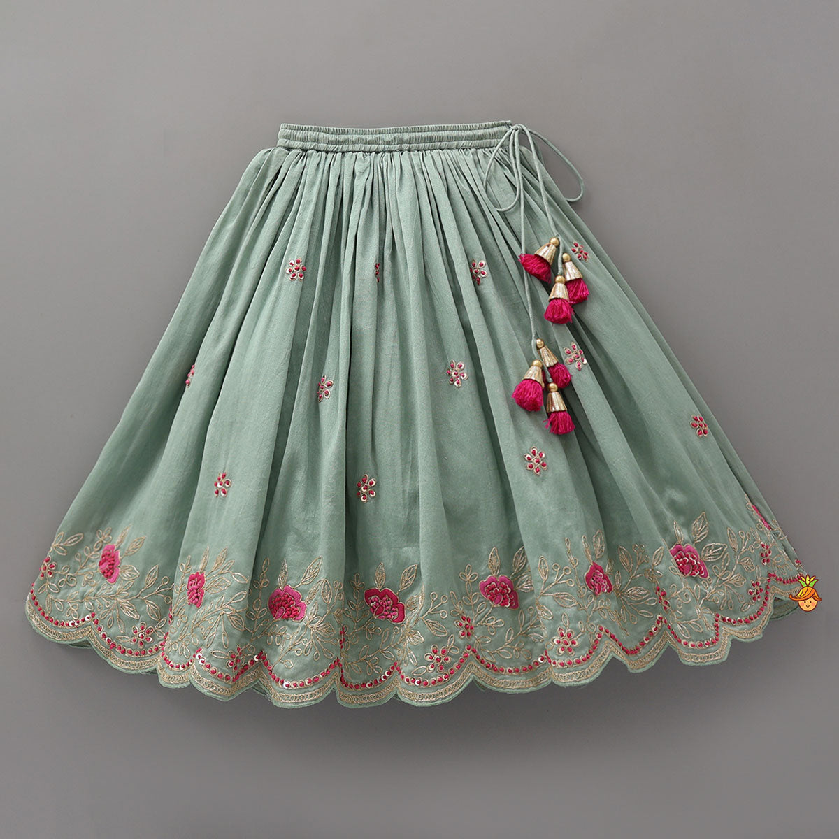Halter Neck Crop Top And Scalloped Lehenga