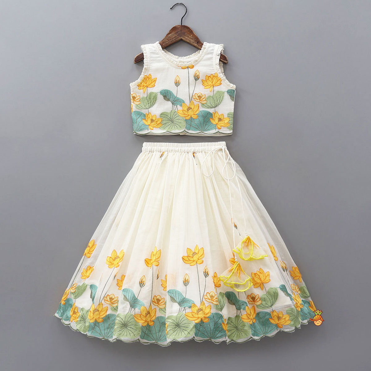 Blooming Floral Embroidered Top And Lehenga