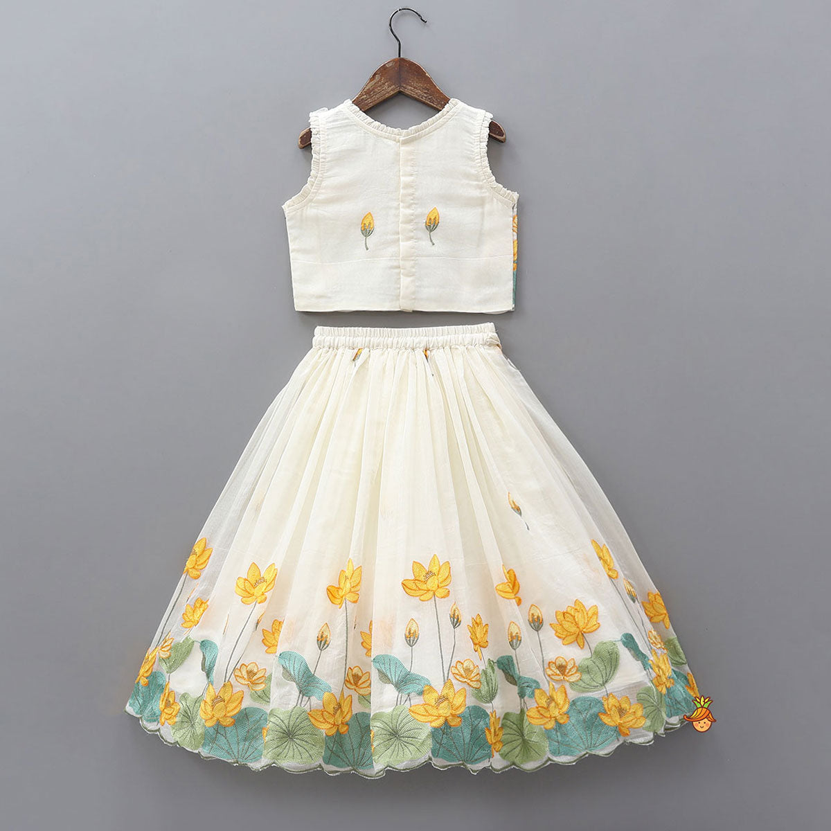 Blooming Floral Embroidered Top And Lehenga