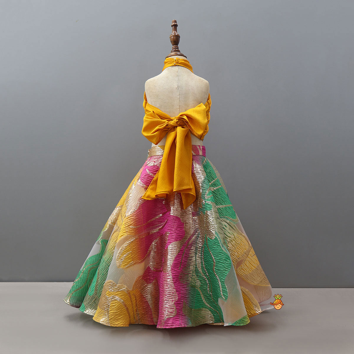 Open Back Halter Neck Style Crop Top And Lehenga