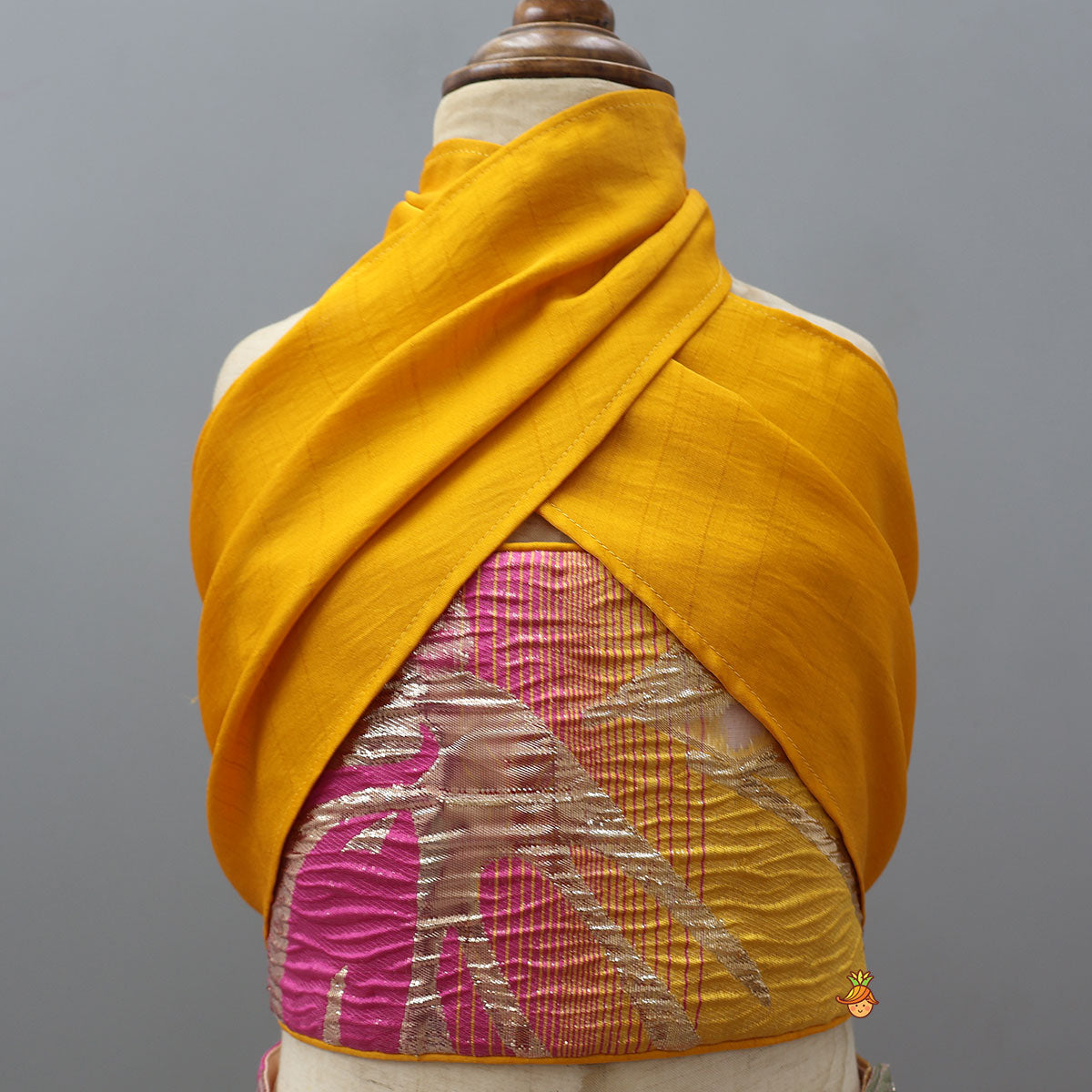 Open Back Halter Neck Style Crop Top And Lehenga