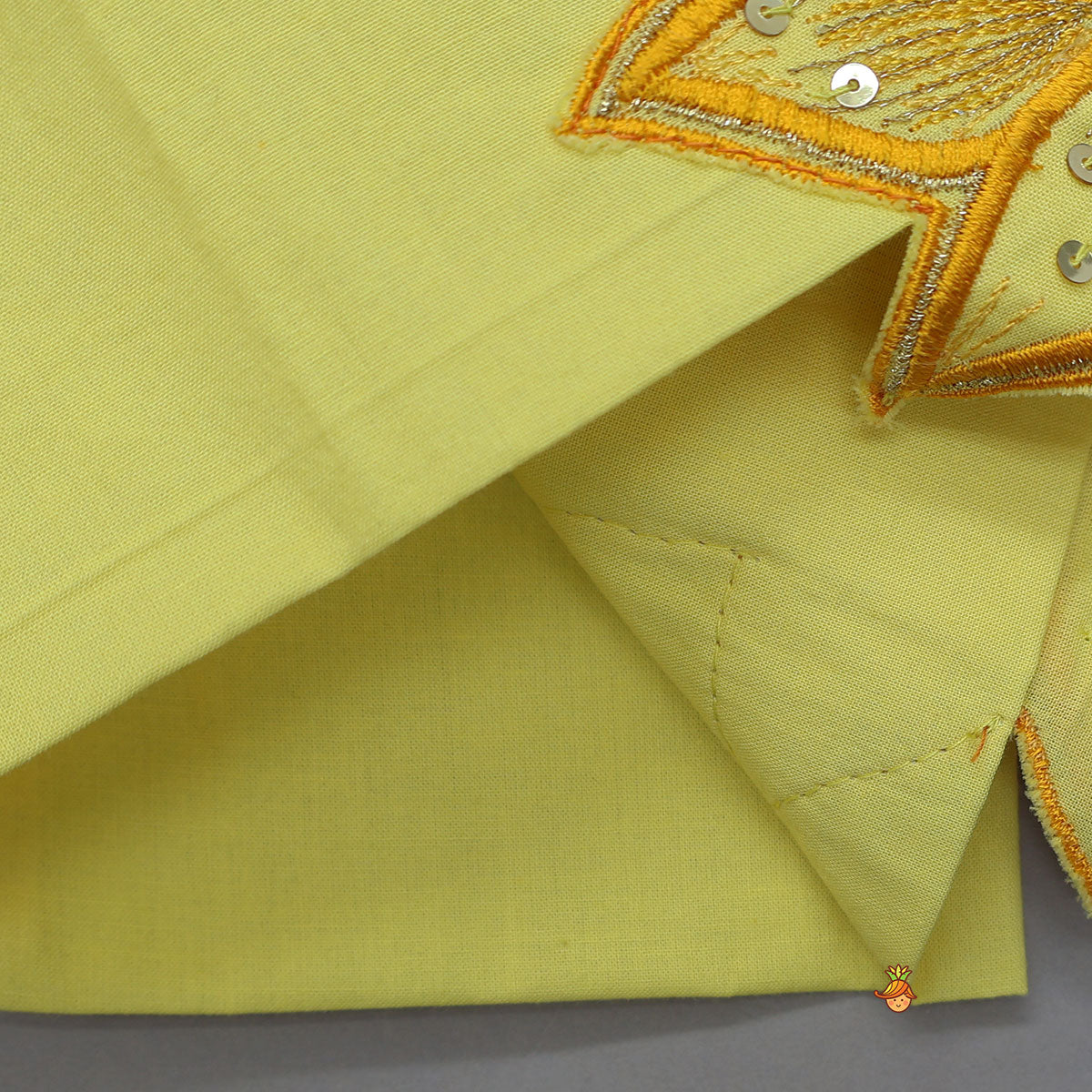 Lotus Applique Work Crop Top And Layered Lehenga With Dupatta And Matching Headband