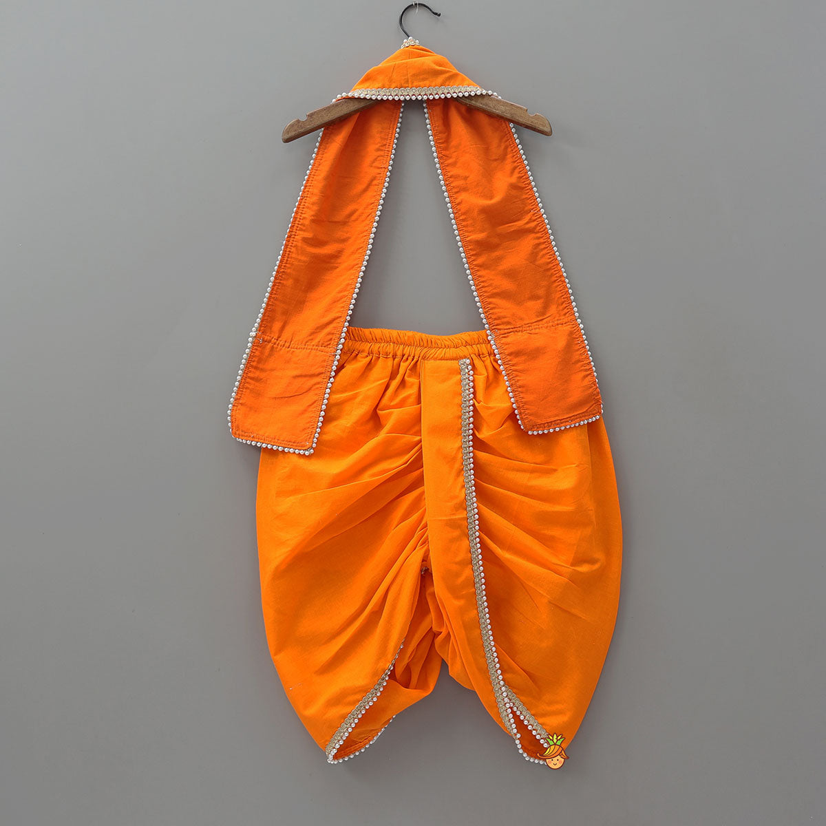 Festive Dhoti Set With Matching Stole And Waist Belt With Headband