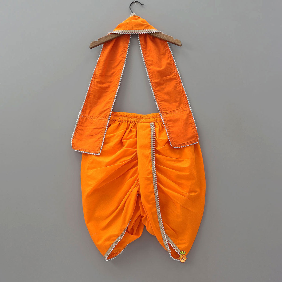 Festive Dhoti Set With Matching Stole And Waist Belt With Headband