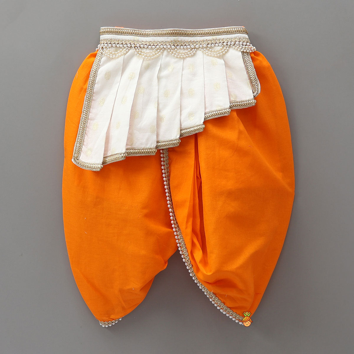 Festive Dhoti Set With Matching Stole And Waist Belt With Headband