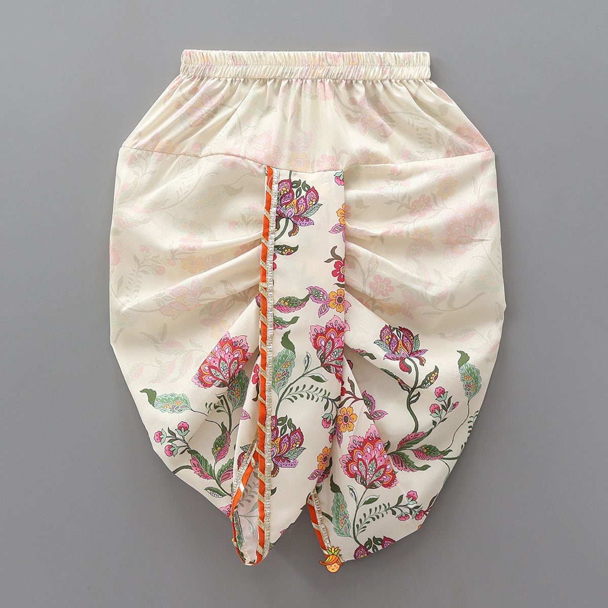 Festive Printed Dhoti With Printed Stole And Detachable Mor Pankh-Embellished Headband