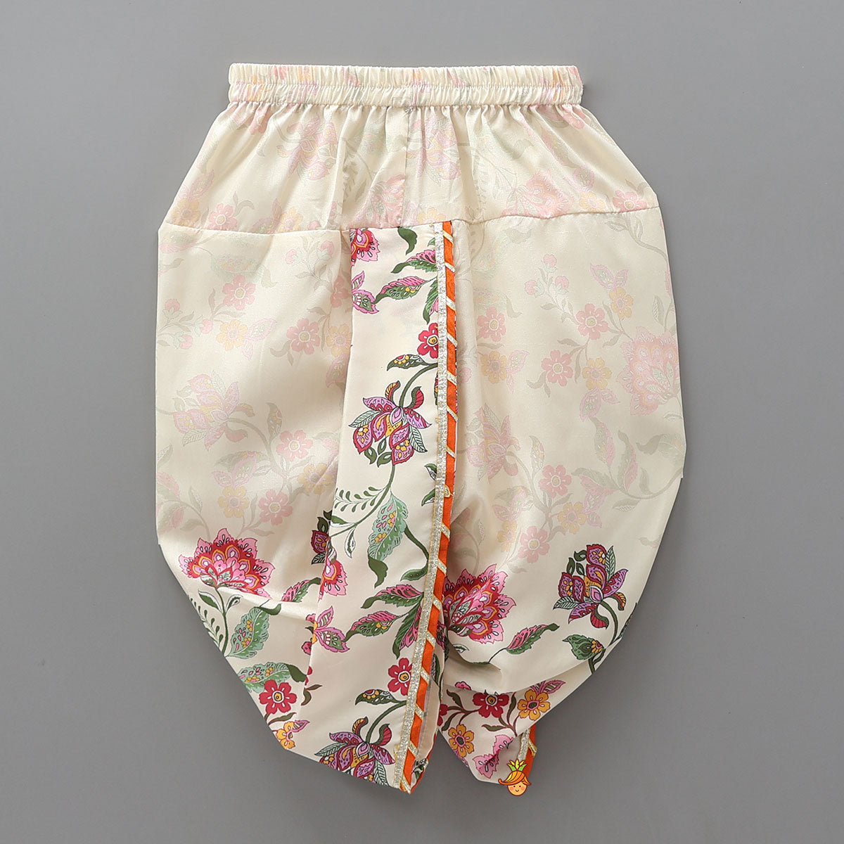 Festive Printed Dhoti With Printed Stole And Detachable Mor Pankh-Embellished Headband