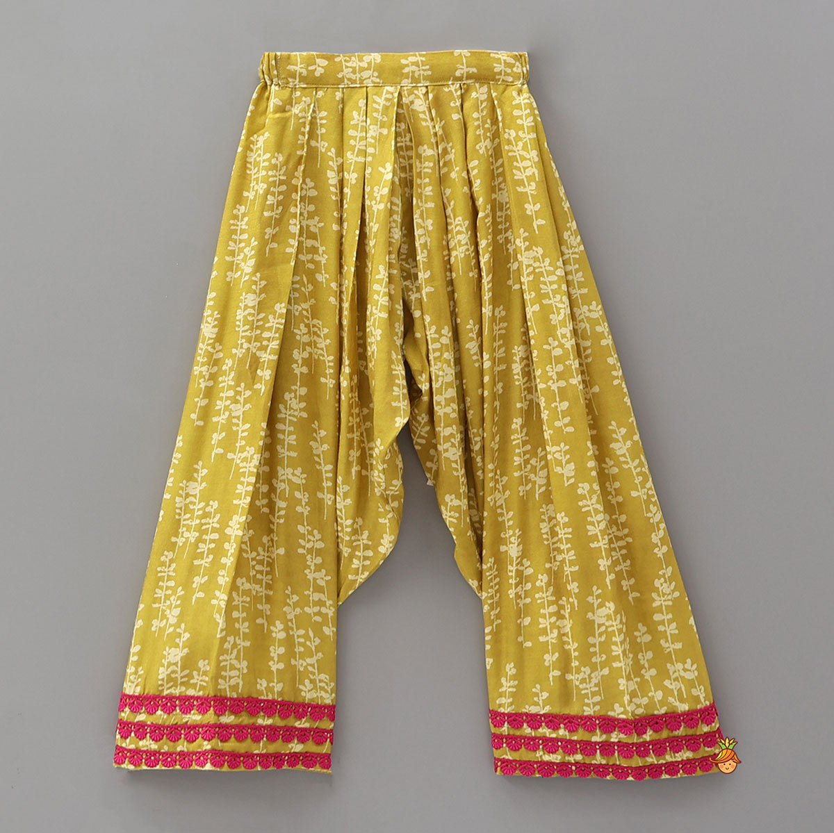 Fabric Flowers Embellished Kurti And Farshi Salwar With Dupatta