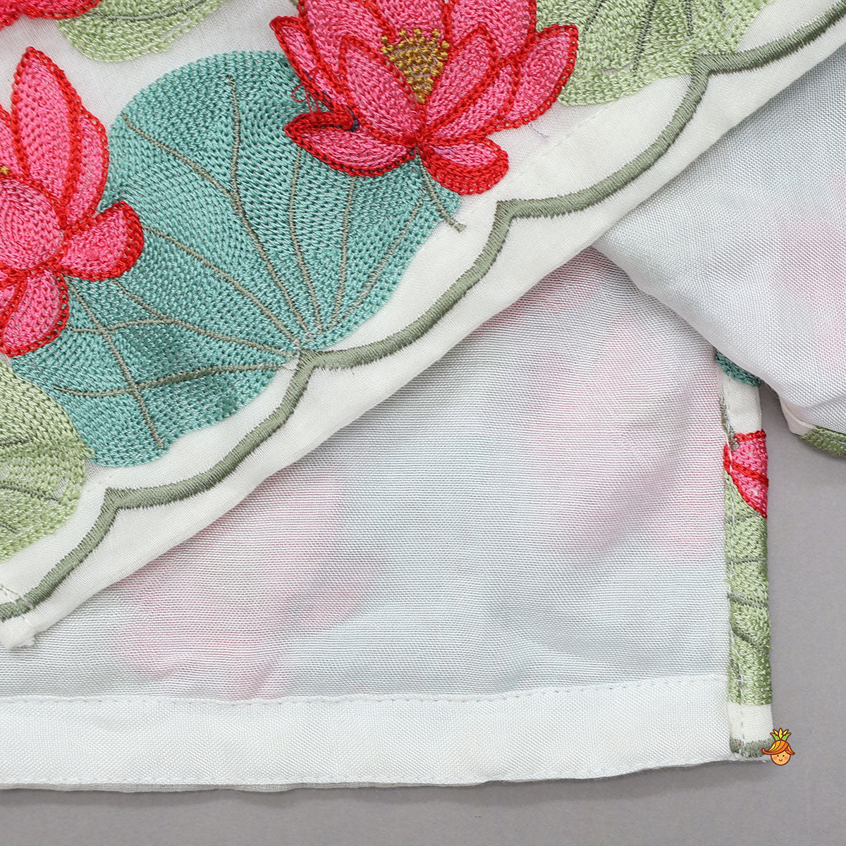 Lotus, Buds and Leaves Motif Embroidered Kurta And Pyjama