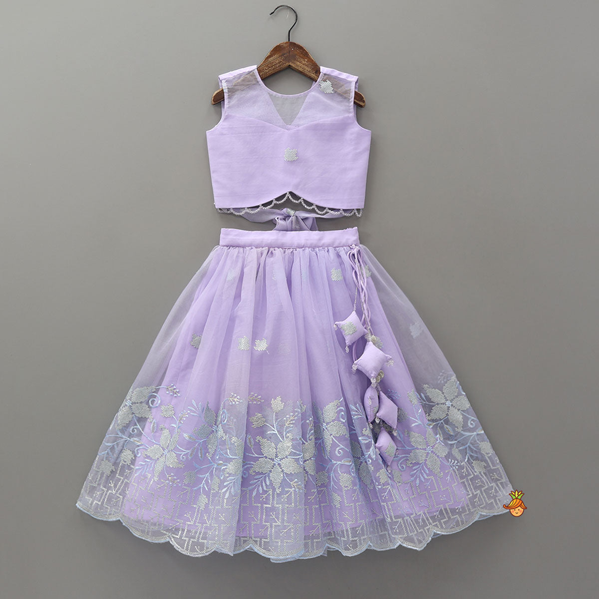 Gorgeous Organza Top And Lehenga With Tassels Detailing