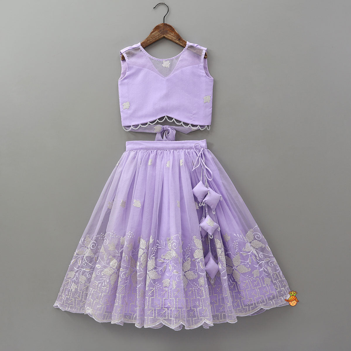 Gorgeous Organza Top And Lehenga With Tassels Detailing