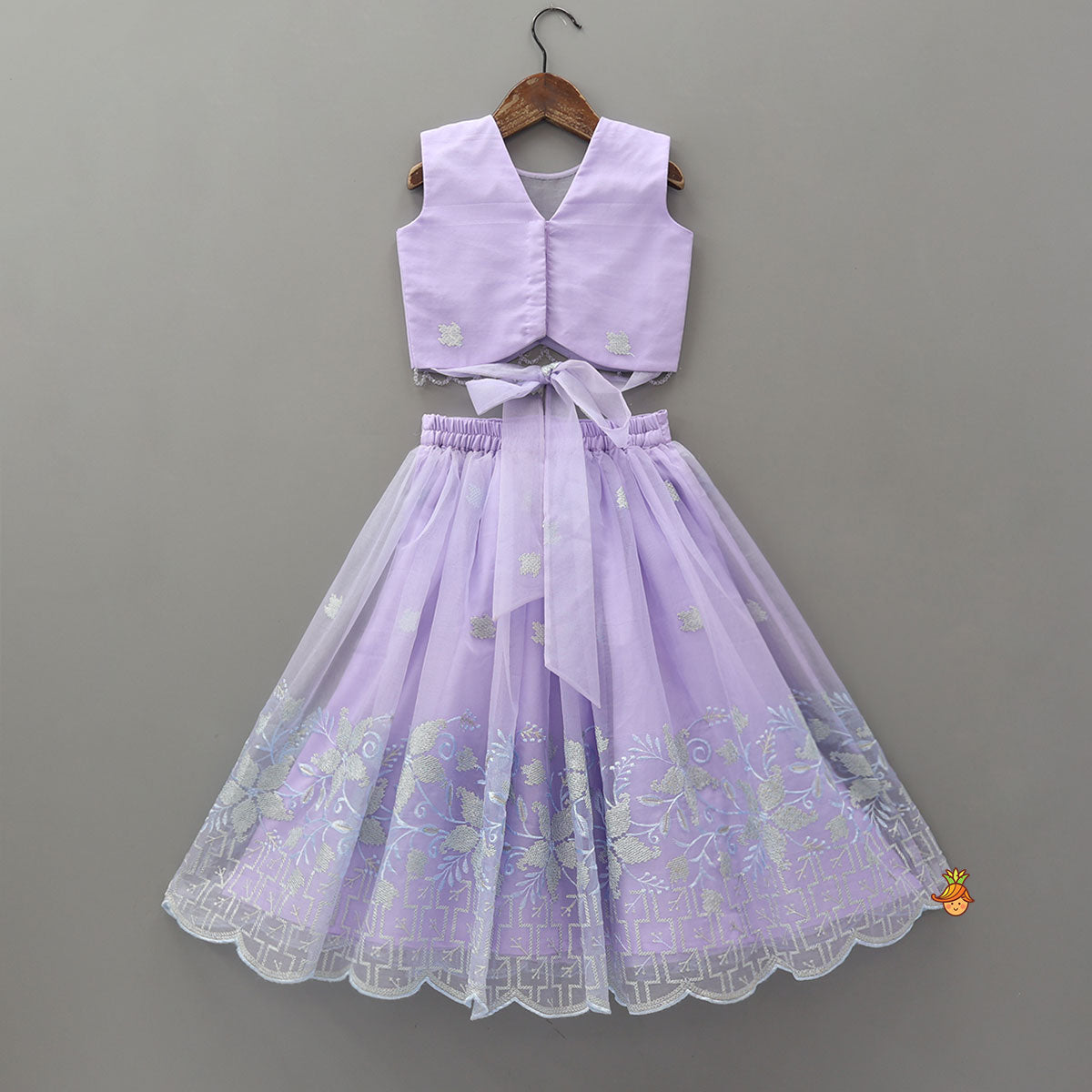 Gorgeous Organza Top And Lehenga With Tassels Detailing