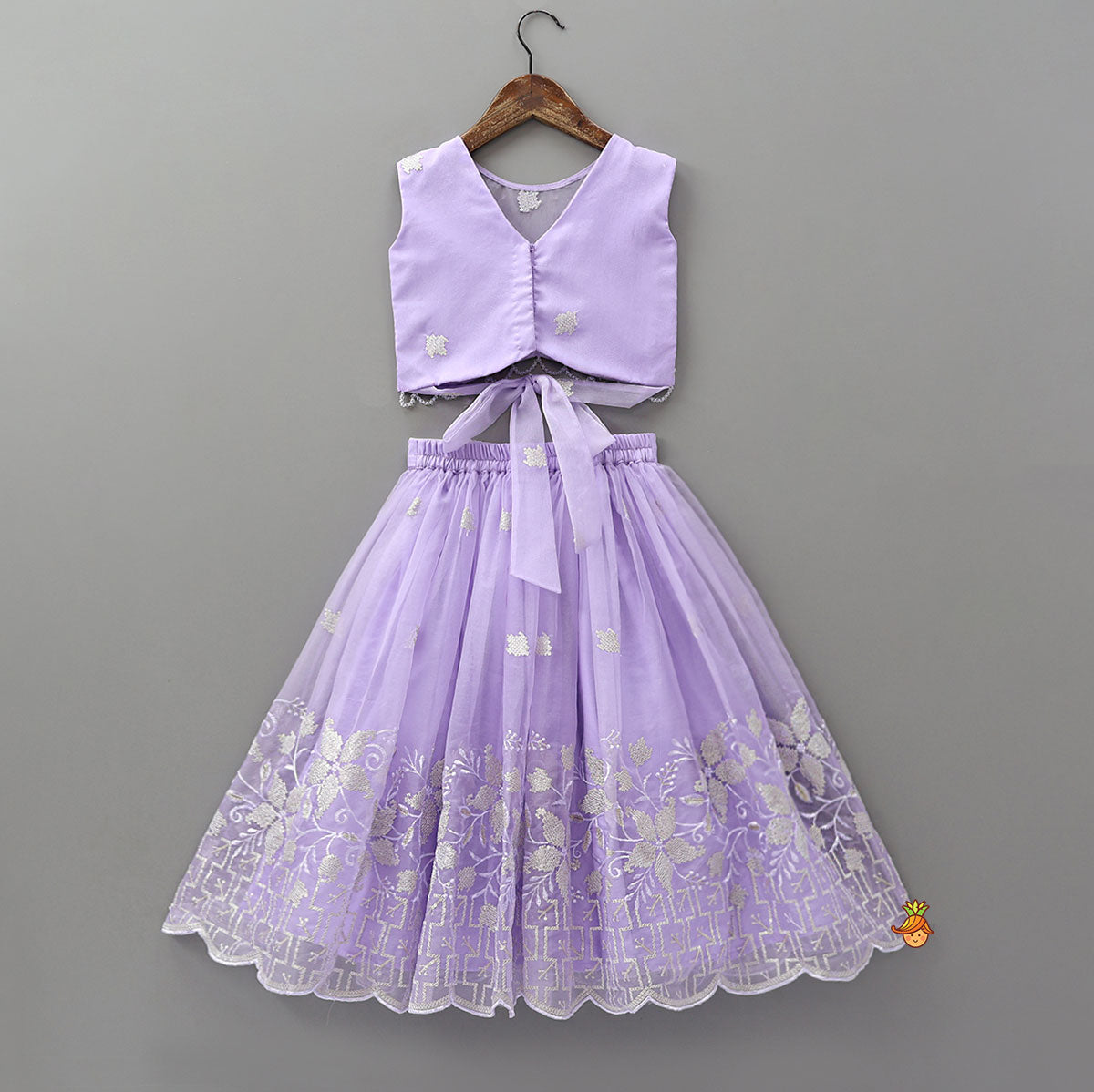 Gorgeous Organza Top And Lehenga With Tassels Detailing