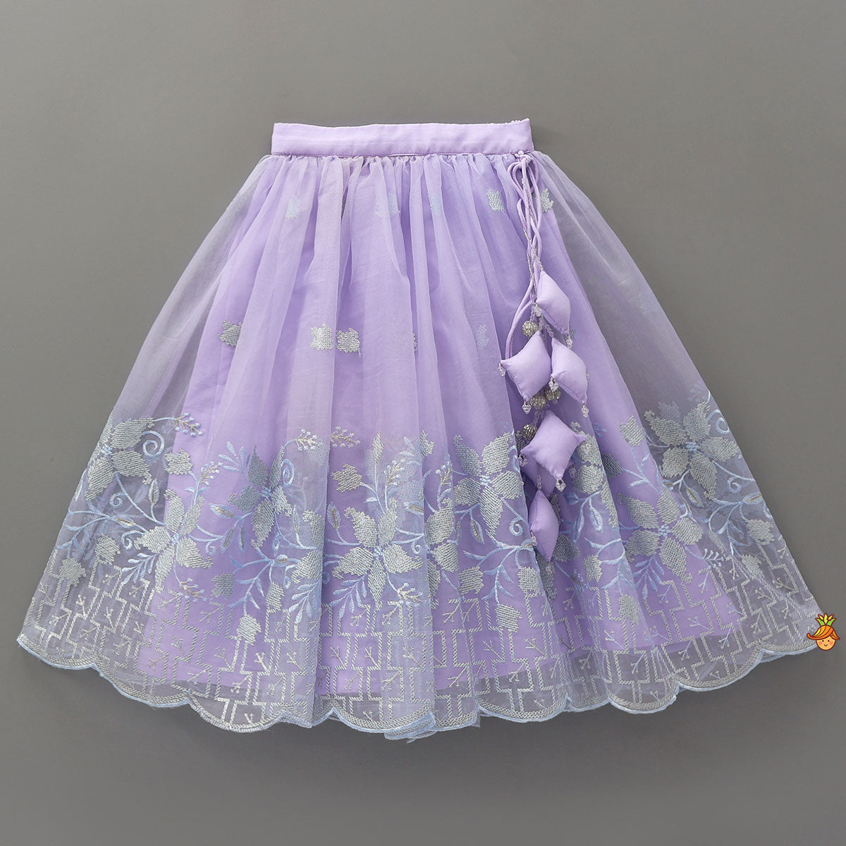 Gorgeous Organza Top And Lehenga With Tassels Detailing
