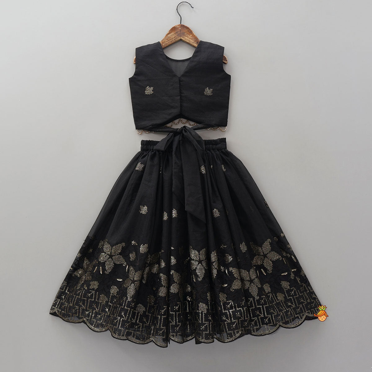 Exquisite Organza Top And Lehenga With Tassel Detailing