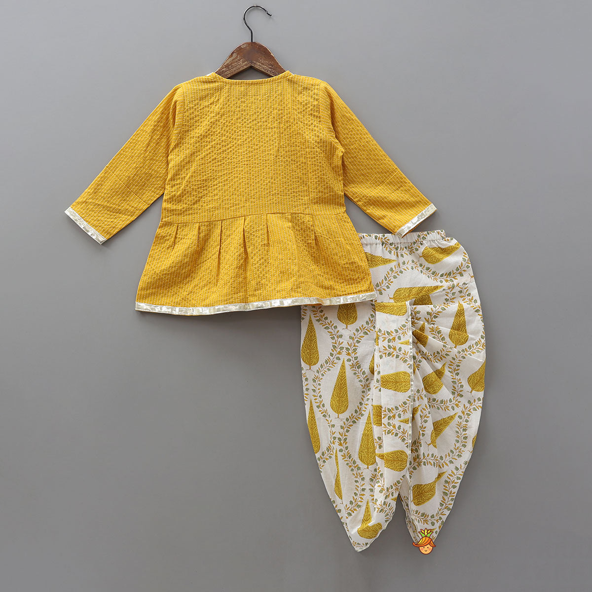 Hand Woven Patch Work Kurta And Dhoti With Matching Head Band