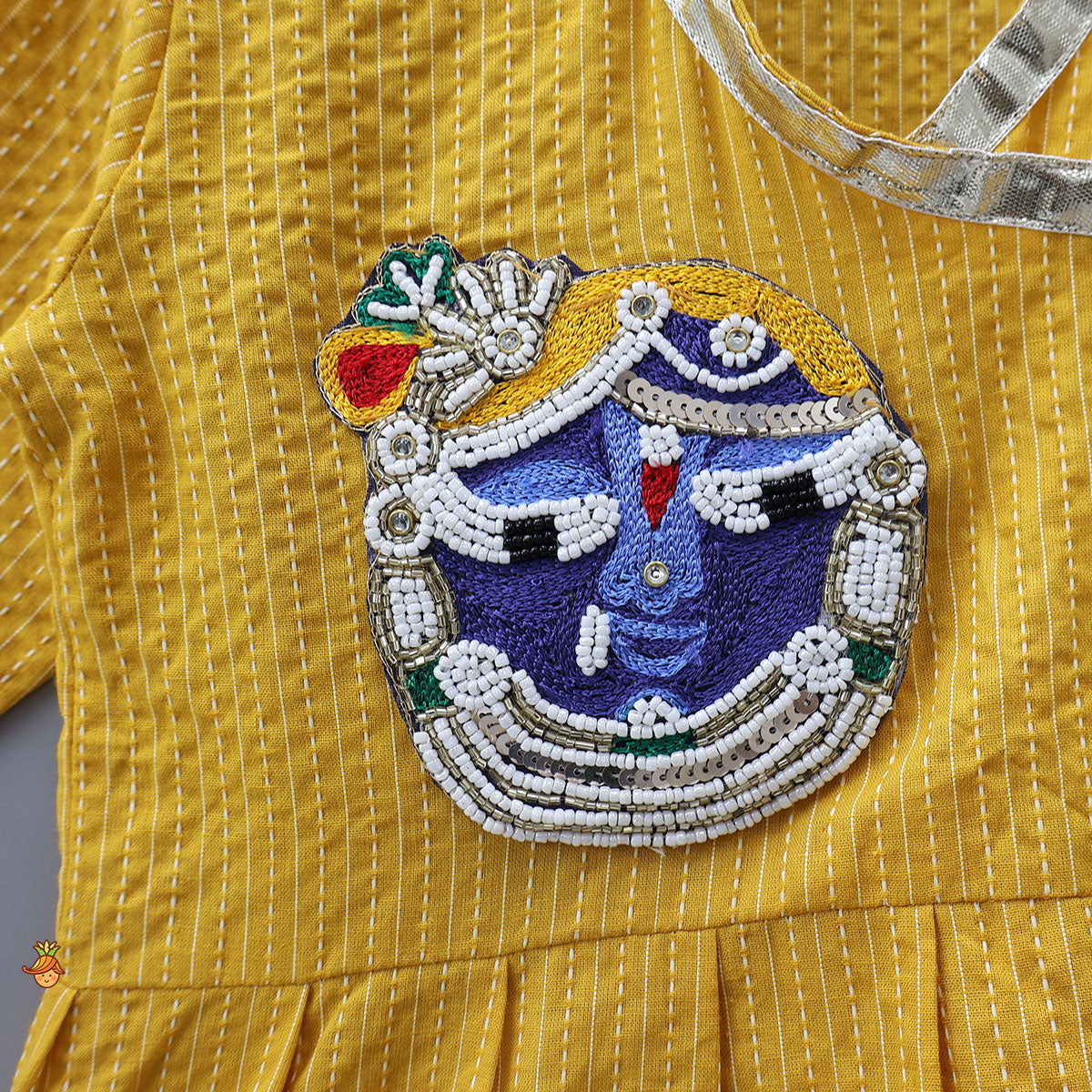 Hand Woven Patch Work Kurta And Dhoti With Matching Head Band