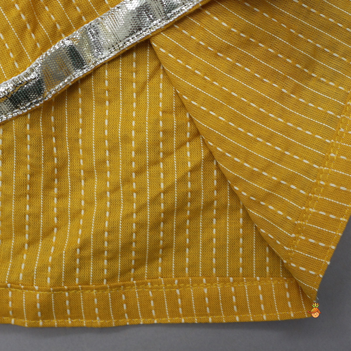 Hand Woven Patch Work Kurta And Dhoti With Matching Head Band