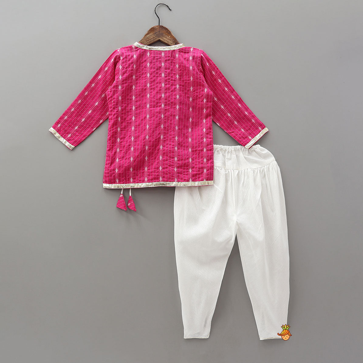 Krishna Hand Embroidered Kurta And Dhoti Style Pant With Matching Mukut