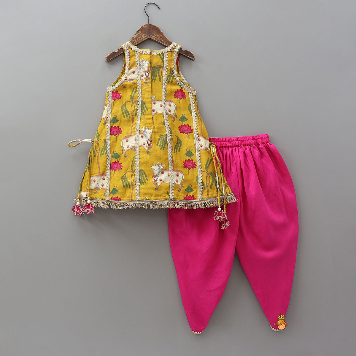 Festive Printed Round Neck Kurti And Dhoti Style Pant