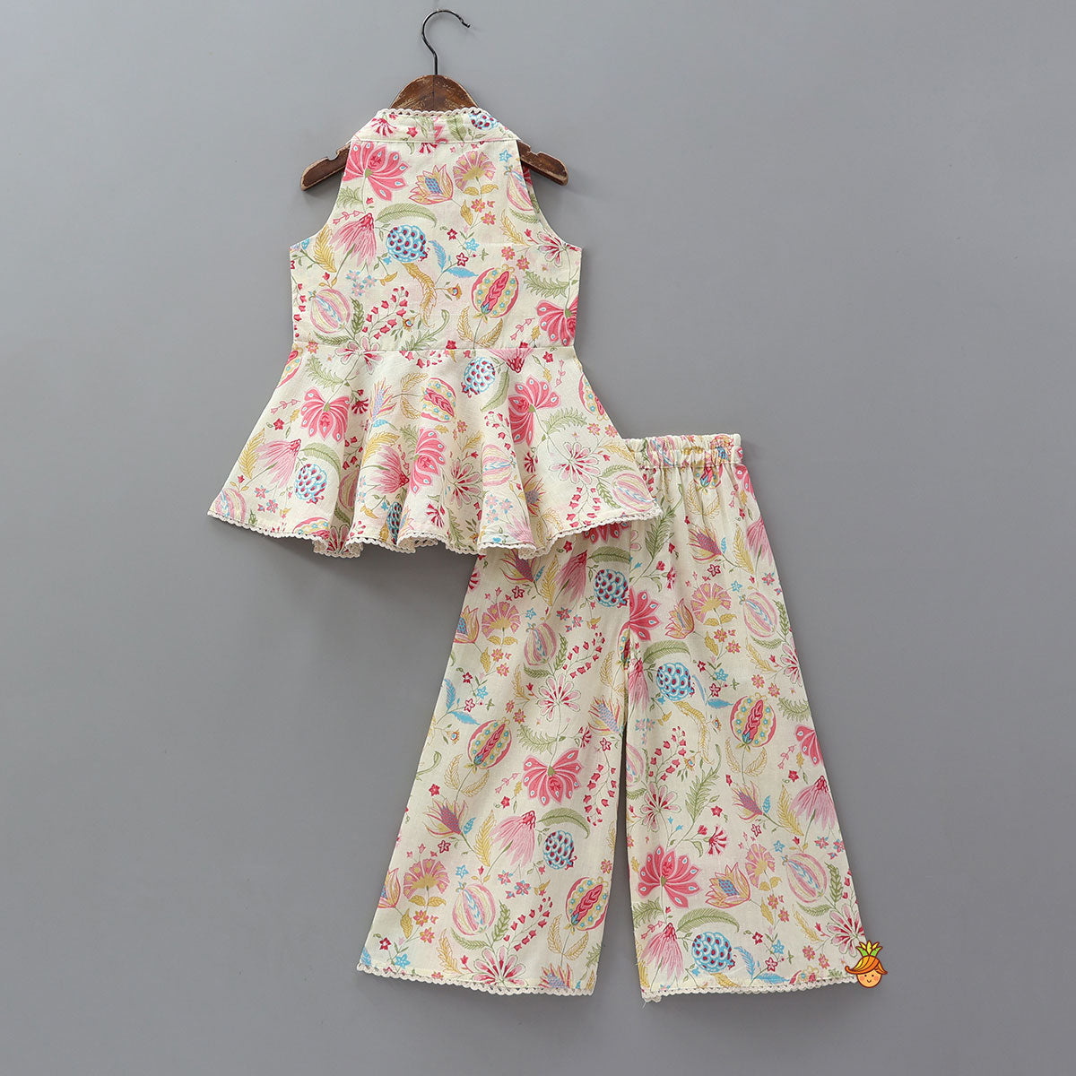 Sleeveless Printed Kurti And Palazzo With Net Dupatta