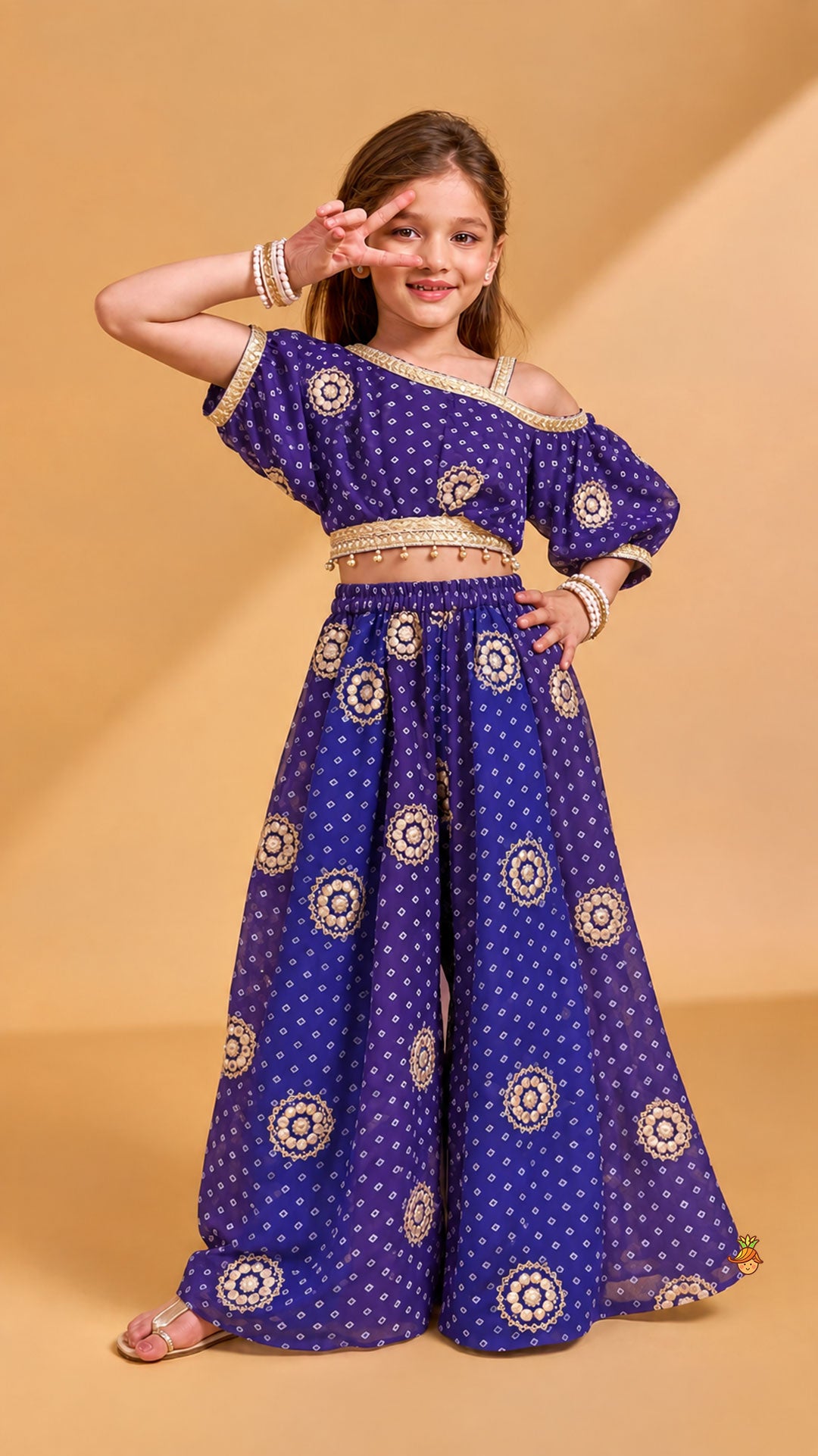 Bandhani Printed Georgette Top And Matching Palazzo