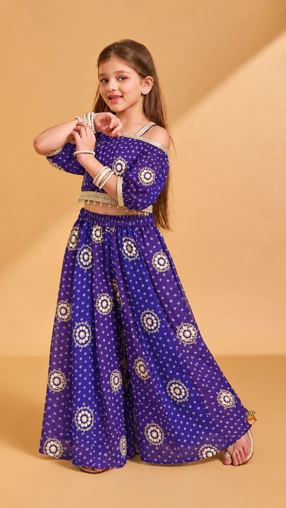 Bandhani Printed Georgette Top And Matching Palazzo