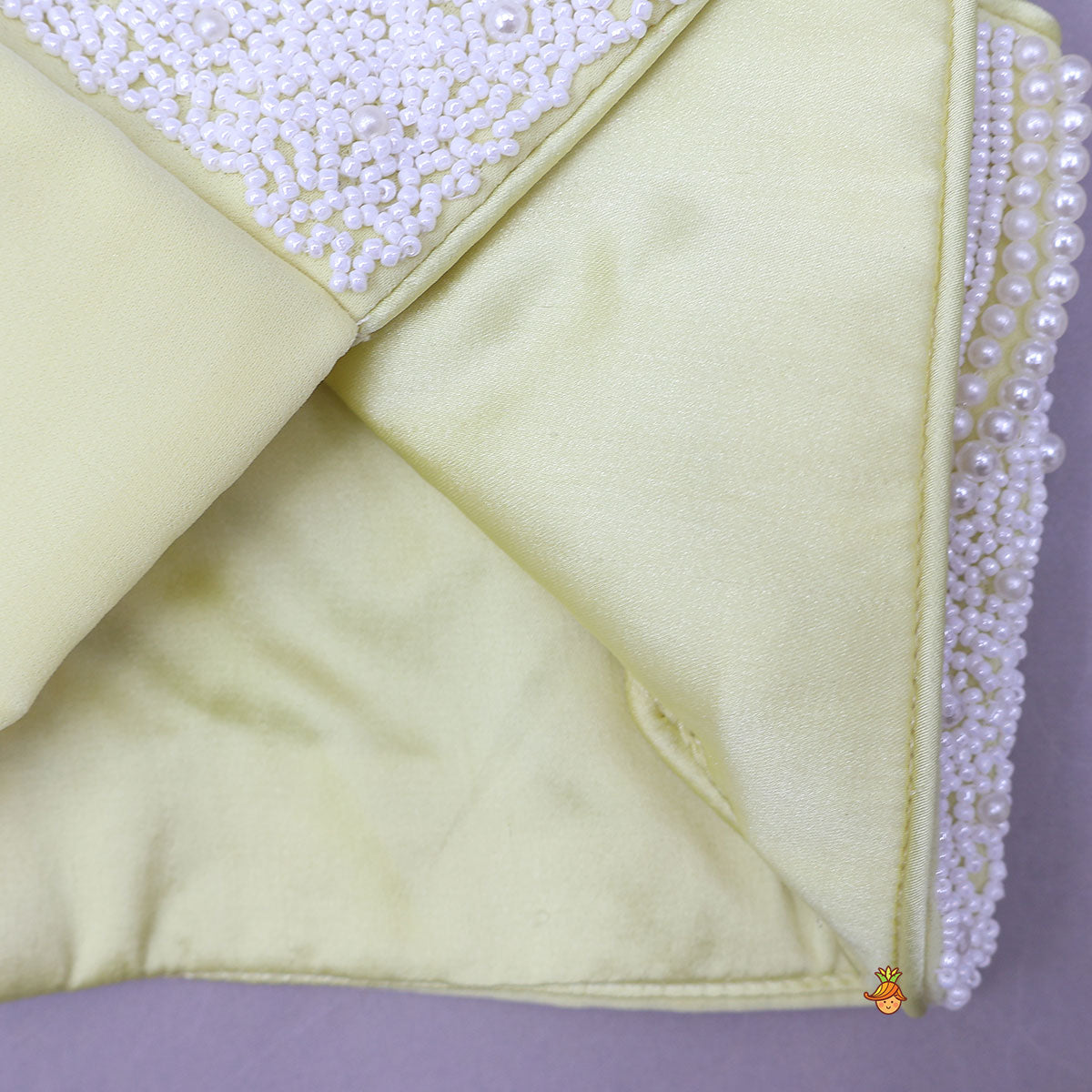 Graceful Faux Pearl Embellished Pre Draped Saree