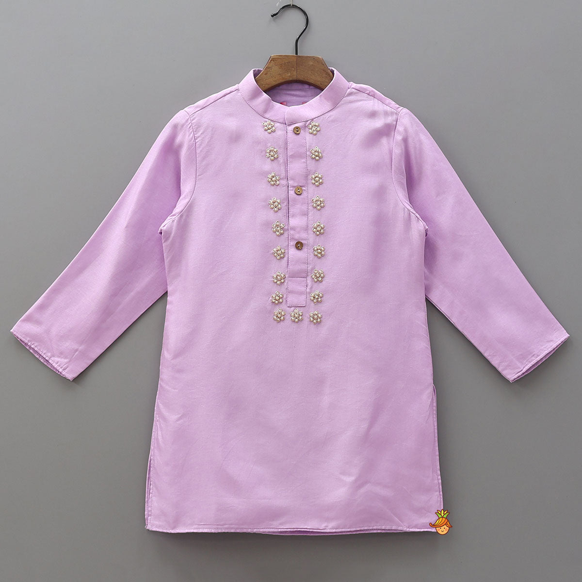 Hand-Embroidered Bead-Embellished Silk Kurta And Pyjama