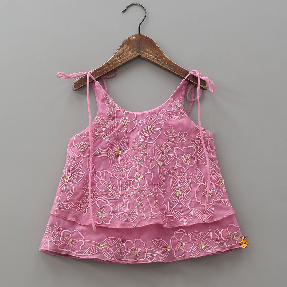 Hand-Embroidered Sequin Highlights Layered Kurti And Lehenga