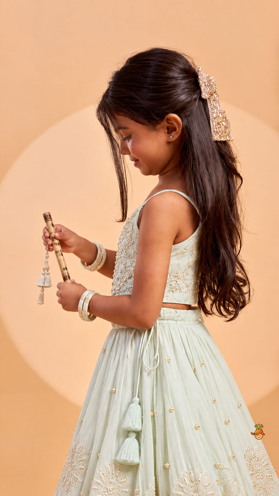 Strappy Crop Top And Scalloped Lehenga