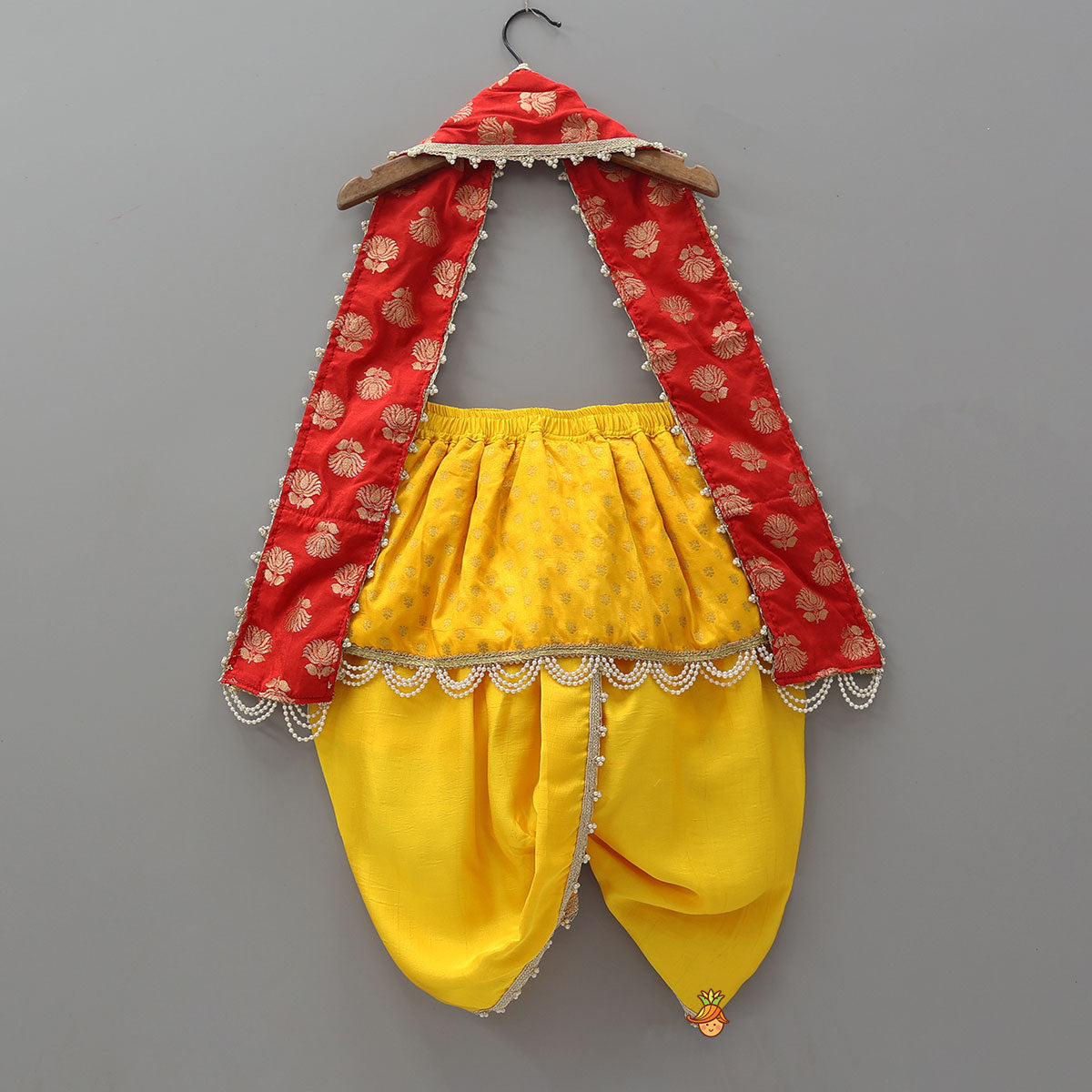 Traditional Brocade Dhoti Set With Matching Stole