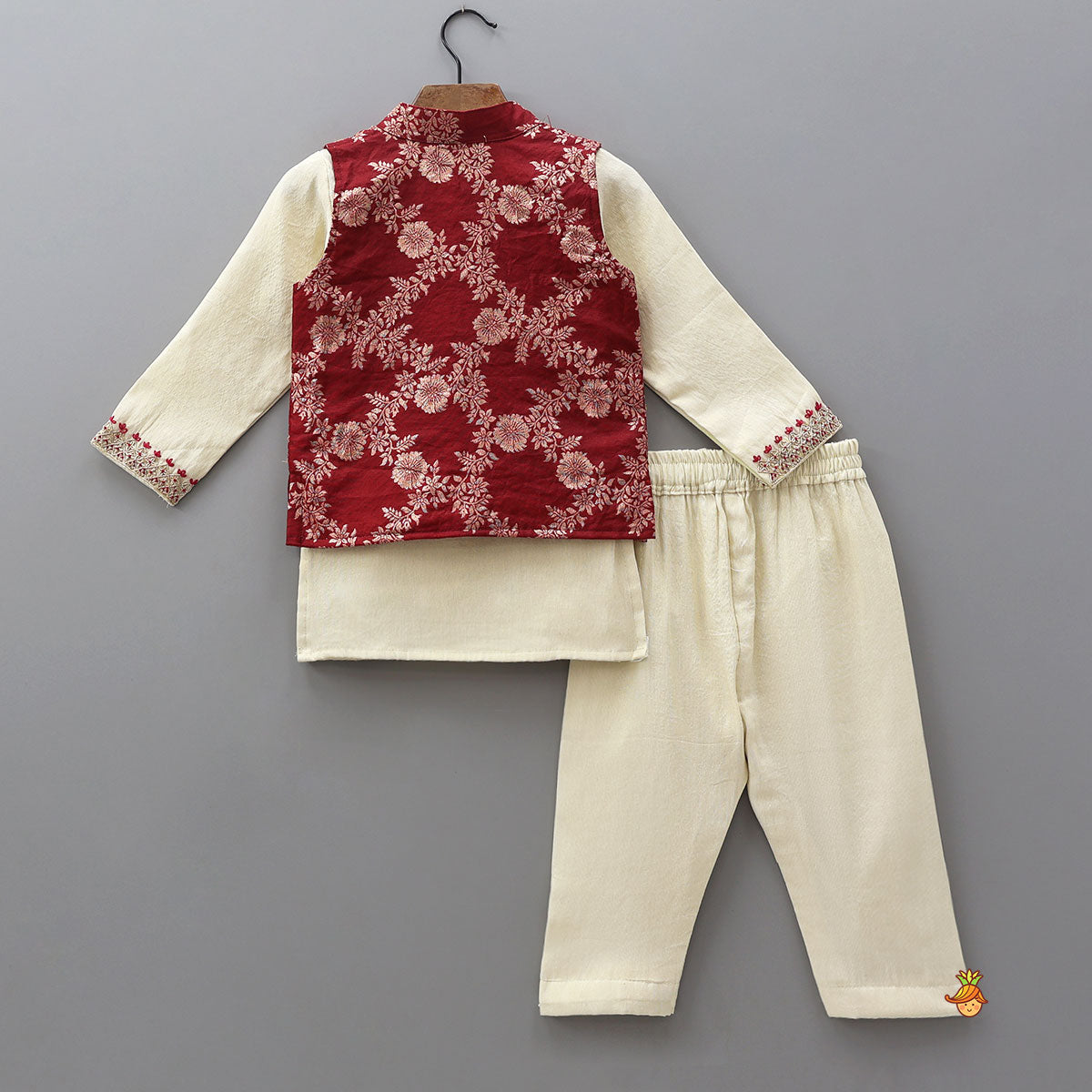 Shimmery Kurta With Contrasting Jacket And Pyjama