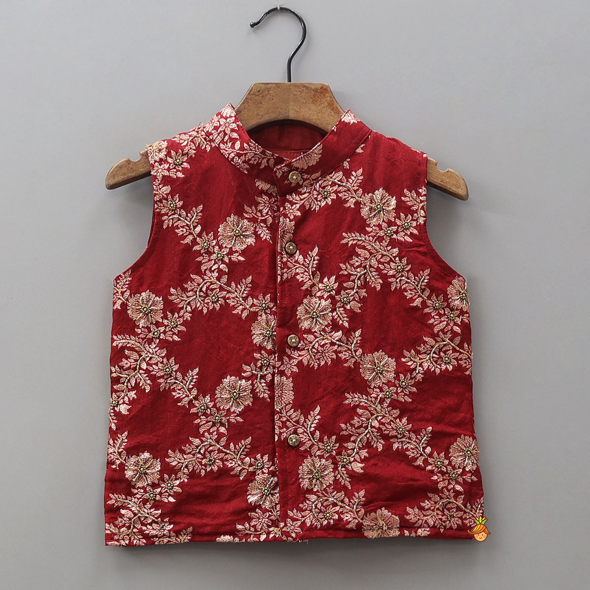 Shimmery Kurta With Contrasting Jacket And Pyjama
