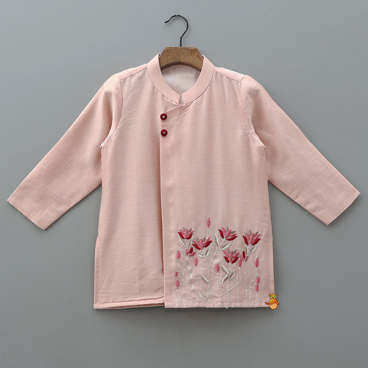 Charming Floral Embroidered Kurta And Dhoti