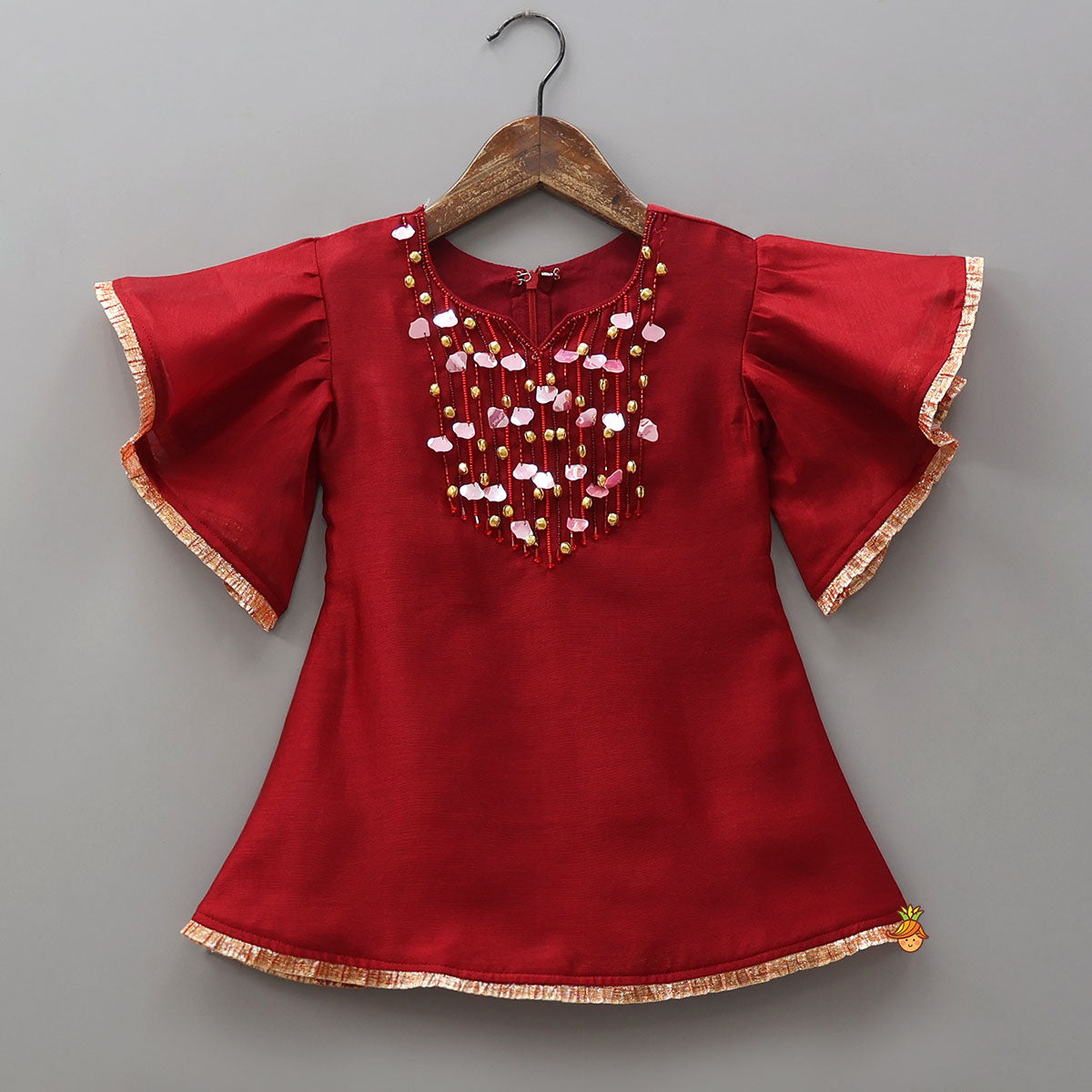 Glamorous Beaded Kurti And Scalloped Pant