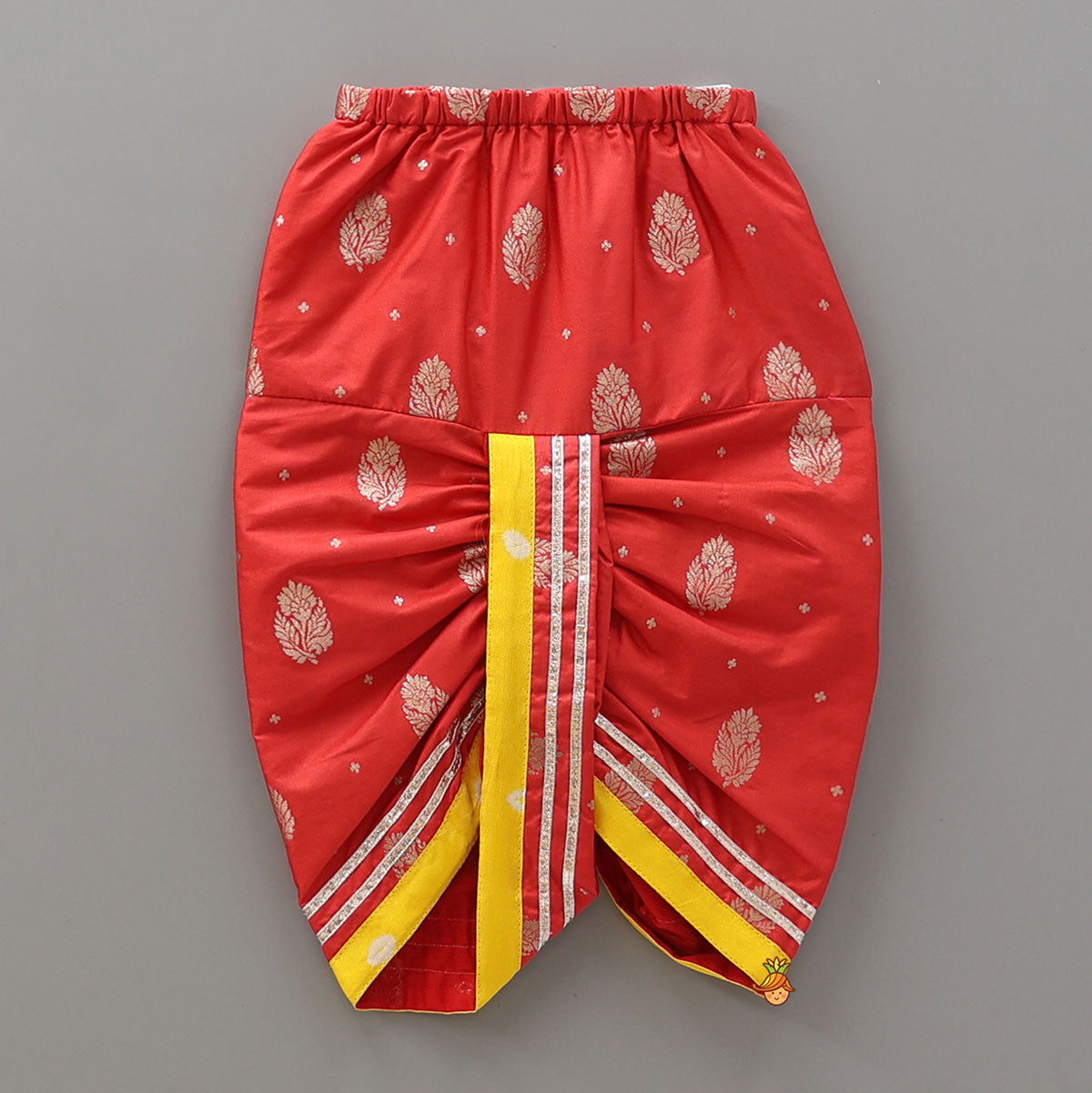 Silk Angarkha Style Kurta With Dhoti And Matching Mukut