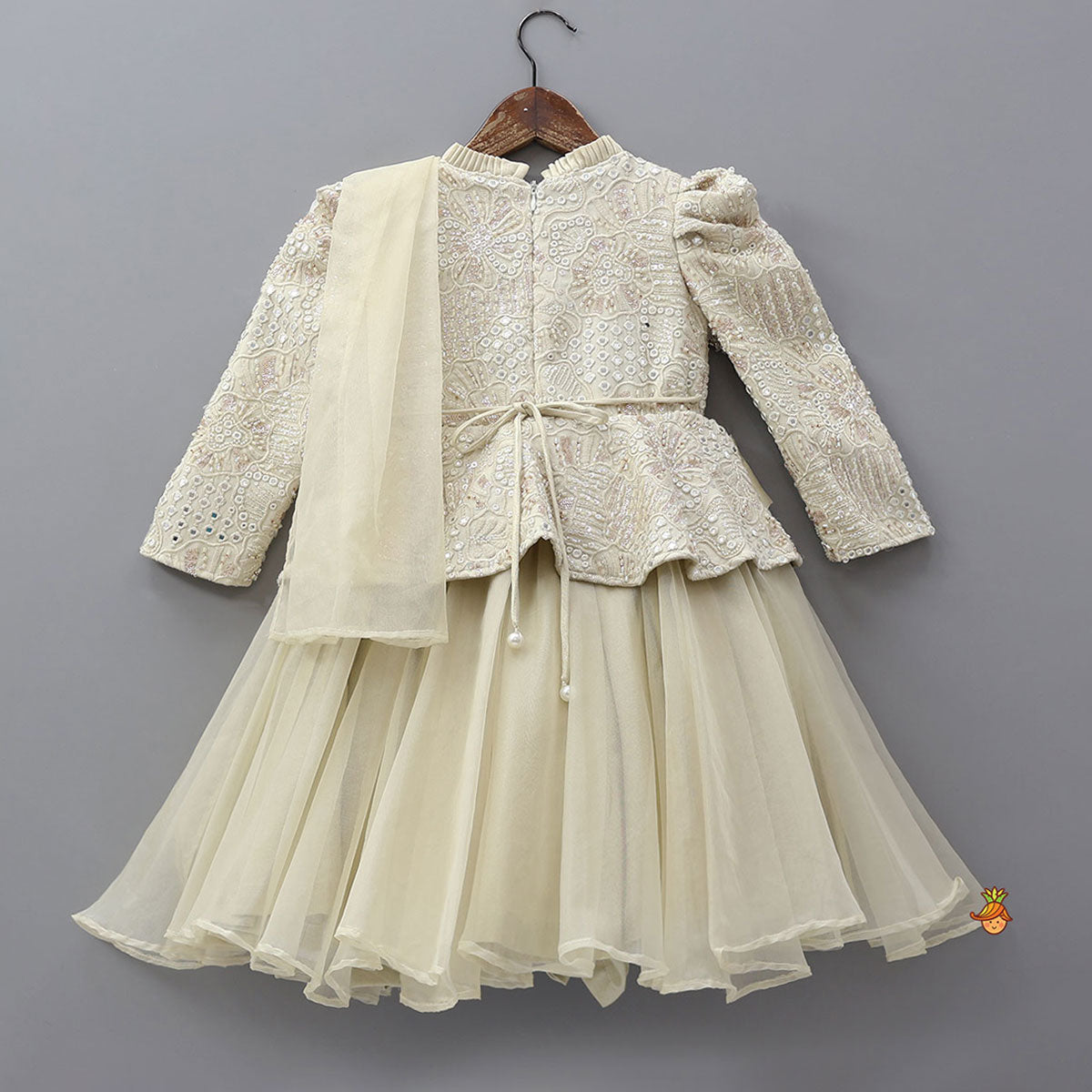 Heavy Embroidered Kurti With Attached Organza Dupatta